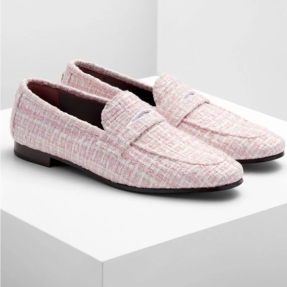 Bougeotte Pink Tweed Loafers
